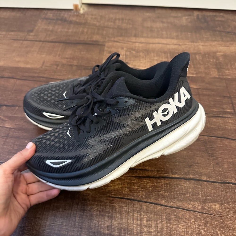 Hoka Black and White Running Shoes